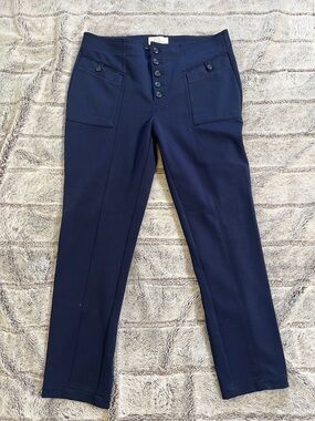 Anthropologie Navy Button-Front Trousers